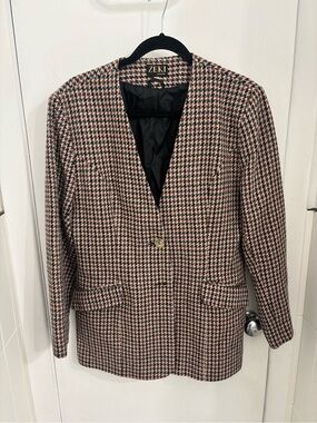 Zeki London Women's Pink & Black Houndstooth Blazer